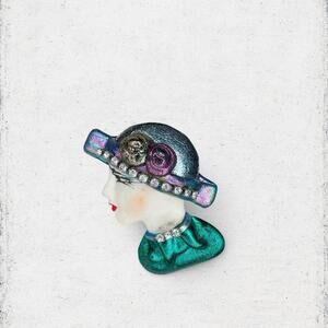 96. Polymer Clay Ladyface Brooch